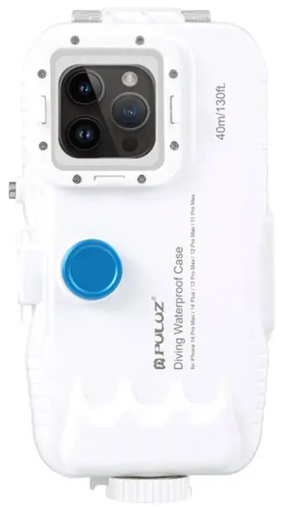 Plastic waterproof phone case Puluz for iPhone 14 Plus|Pro Max|13 Pro Max|12 Pro Max|11 Pro Max (white)