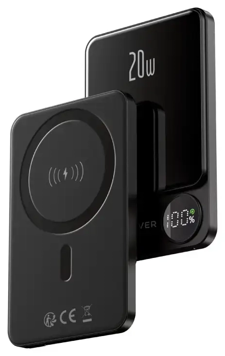 Forever MATB-200 ārējais akumulators (powerbank) | 5 000 mAh | 20W | PD | USB-C, MagSafe, Wireless | melns