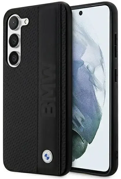 Etui BMW BMHCS23M22RDPK S23+ S916 czarny|black hardcase Leather Textured & Stripe