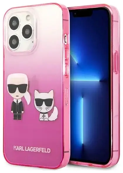 Karl Lagerfeld KLHCP13LTGKCP iPhone 13 Pro | 13 6,1" hardcase różowy|pink Gradient Ikonik Karl & Choupette