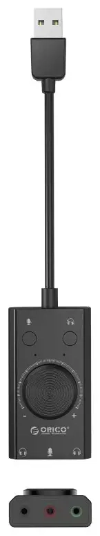 Orico SC2 išorinė daugiafunkcinė garso plokštė su USB-A – juoda