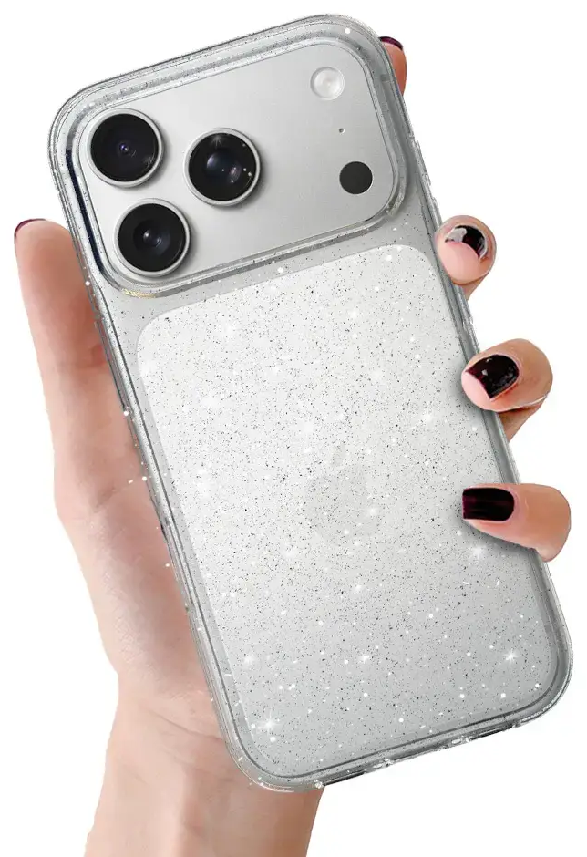 Crystal Glitter telefono dėklas iPhone 17 Pro Max sidabrinis