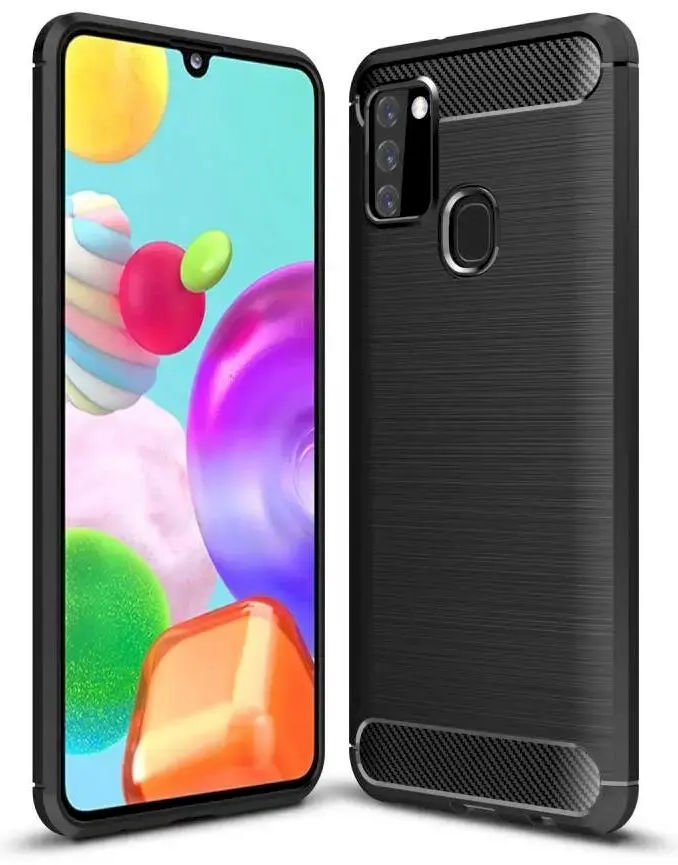 Fusion Trust Back Case Silikona Aizsargapvalks Priekš Samsung A217 Galaxy A21s Melns