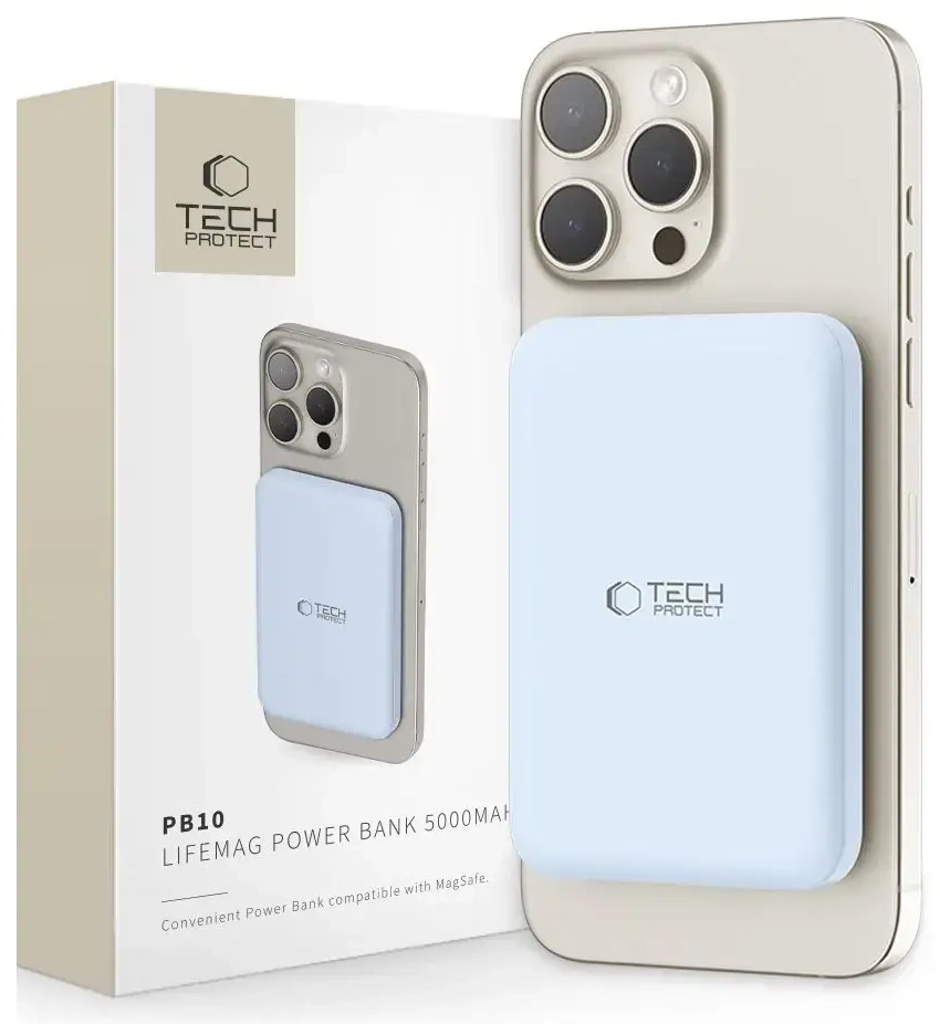 Tech-Protect LifeMag PB10 ārējais akumulators (powerbank) | 5000 mAh | 18W | USB-C, MagSafe | zils