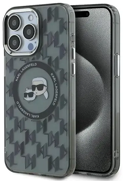 Karl Lagerfeld KLHMP15LHMCKMHK iPhone 15 Pro 6.1" czarny|black IML Monogram Karl&Choupette Head MagSafe