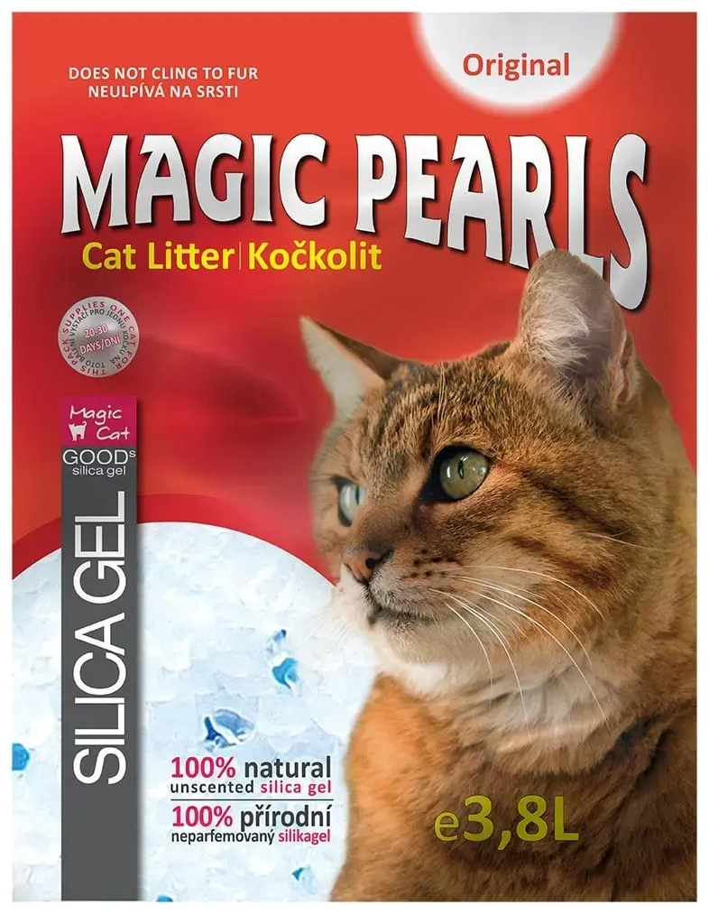 Silikona smiltis kaķu tualetei :  MAGIC PEARLS Original, 3.8 l