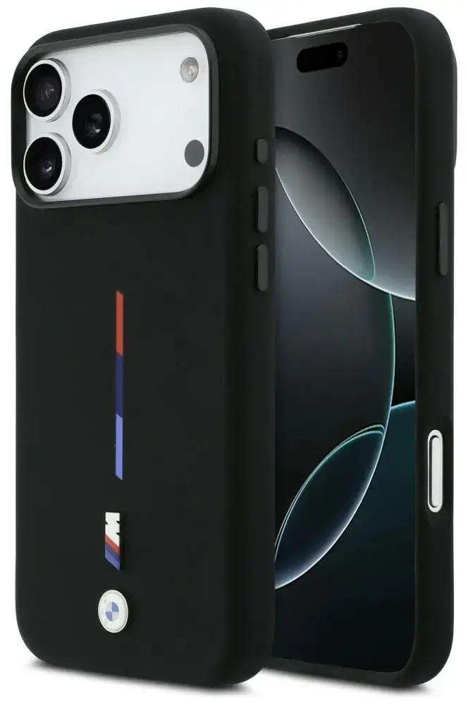 BMW M Silicon Tricolor Line MagSafe Case for iPhone 17 Pro Max Black