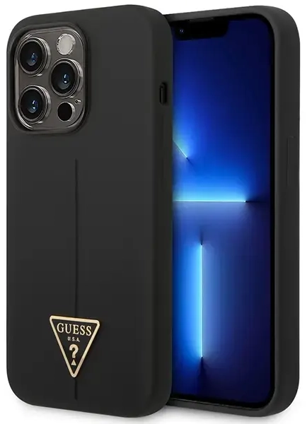 Guess GUHCP14XSLTGK iPhone 14 Pro Max 6,7" czarny|black hardcase Silicone Triangle