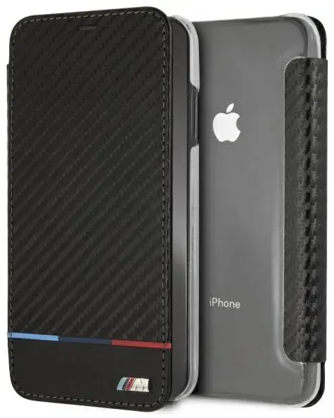 BMW BMTRBKI65PUCARTCBKiPhone XS Max book czarny|black Carbon Tricolor Stripe