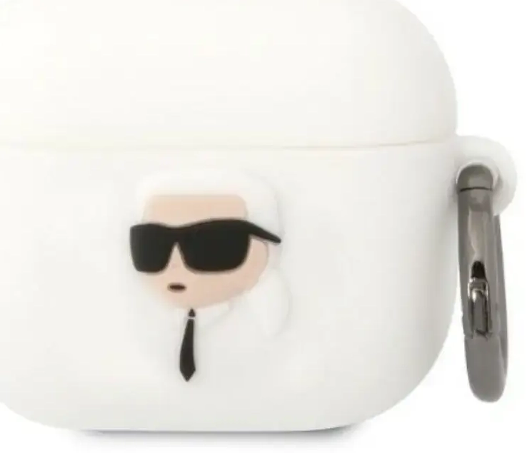 Karl Lagerfeld 3D Logo NFT Karl Head Silicone Case for Airpods 3 White