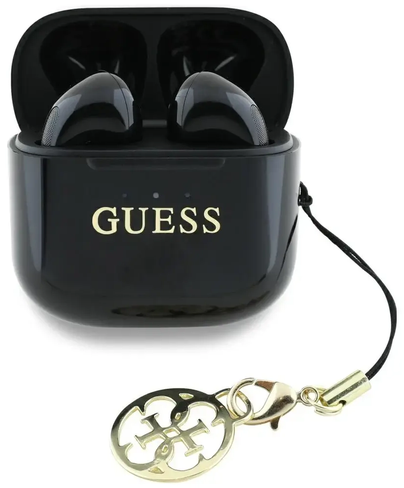 Słuchawki TWS Guess Glossy Effect         Printed Classic Logo & Charm czarny