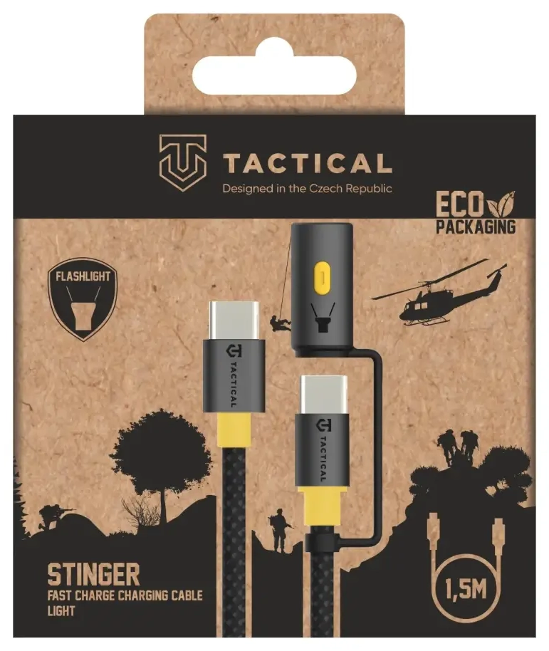 Tactical Stinger Cable datu pārraides un uzlādes vads | USB-C uz USB-C | 1.5m | melns