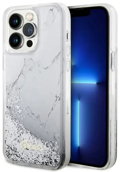 Guess GUHCP14XLCSGSGH iPhone 14 Pro Max 6.7" biały|white hardcase Liquid Glitter Marble