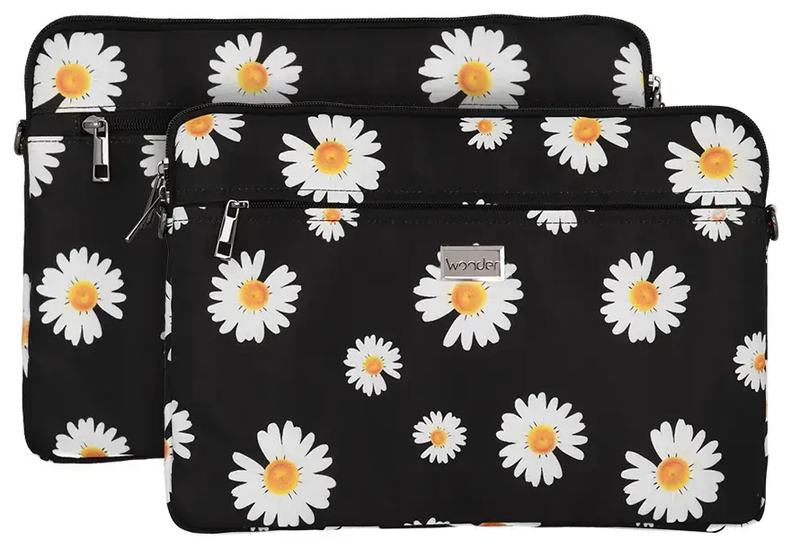 Wonder Sleeve Laptop 17 inches black daisies