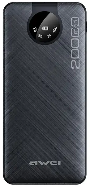 AWEI P134K ārējais akumulators (powerbank) | 20000 mAh | USB-C, Lightning, Micro USB | melns