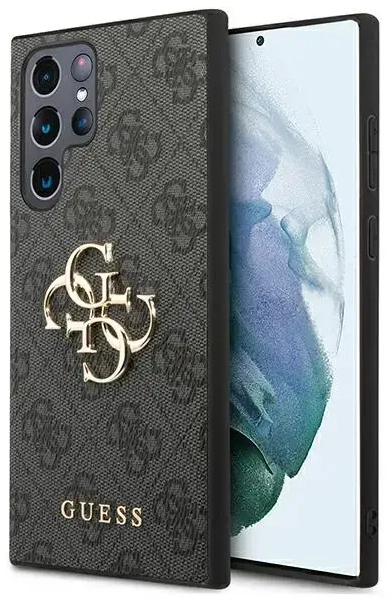 Guess PU 4G Metal Logo Case for Samsung Galaxy S22 Ultra Grey