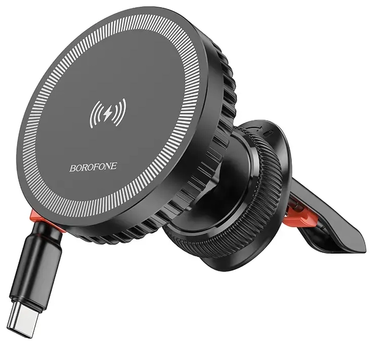 Borofone Car holder BH208 Mona magnetic with induction charging with Type C cable to air vent black