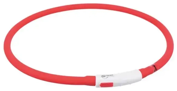 Reflective dog collar - Trixie Flash light ring USB, silicone, XS-XL: 70 cm|ø 10 mm, red