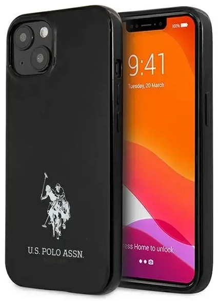 US Polo USHCP13SUMHK iPhone 13 mini 5,4" juodas|black kietas dėklas Horses Logo