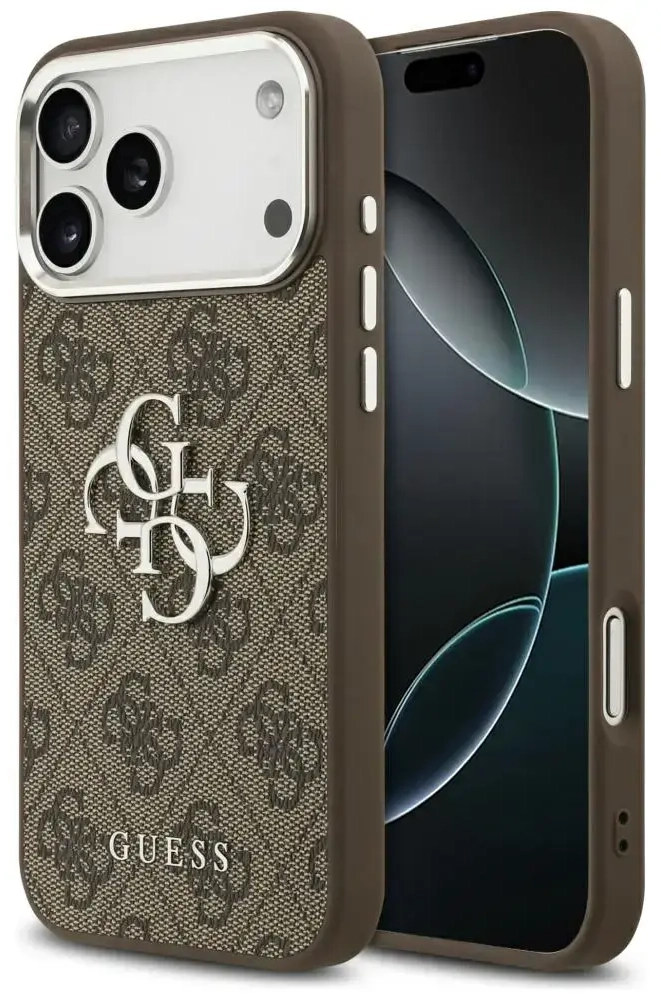 Guess 4G Big 4G Classic Logo maciņš telefonam iPhone 17 Pro Max brūns pelēks