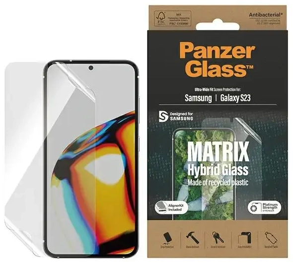 PanzerGlass Matrix apsauginis stiklas telefonui Samsung Galaxy S23 | Samsung Galaxy S911 su pozicionavimo įrankiu