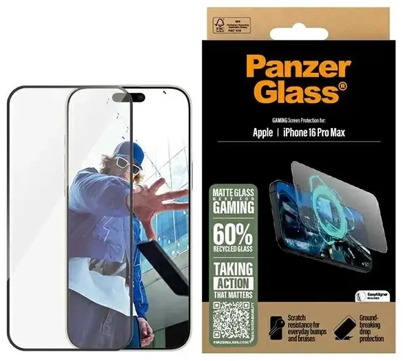 PanzerGlass Gaming Screen Protector iPhone 16 Pro Max 6.9" Ultra-Wide Fit 2860