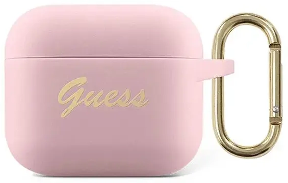 Guess GUA3SSSI AirPods 3 cover różowy|pink Silicone Vintage Script