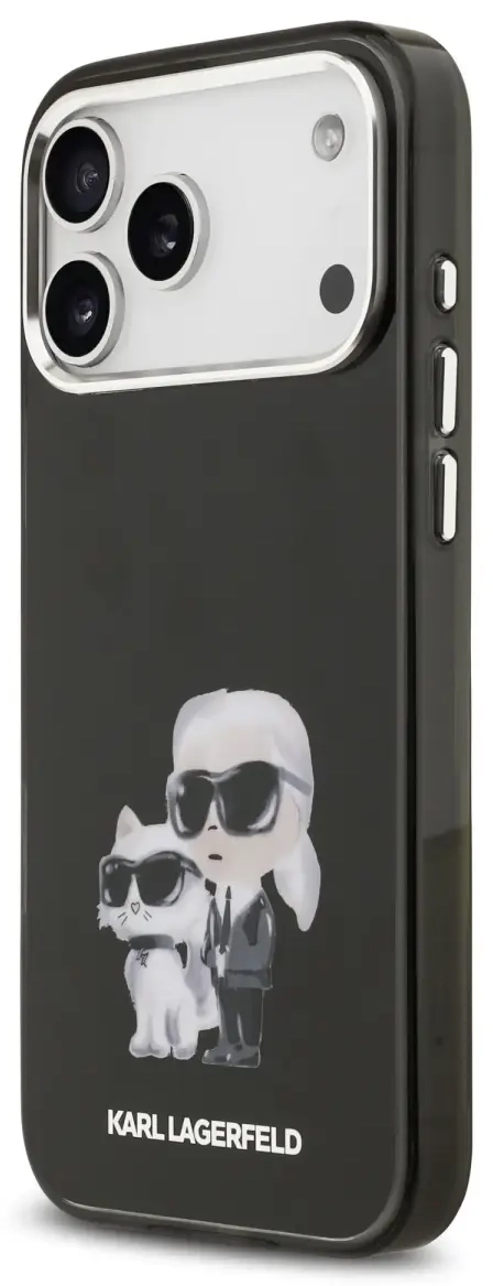 Karl Lagerfeld IML Aquarelle Karl and Choupette maciņš telefonam iPhone 17 Pro Max melns