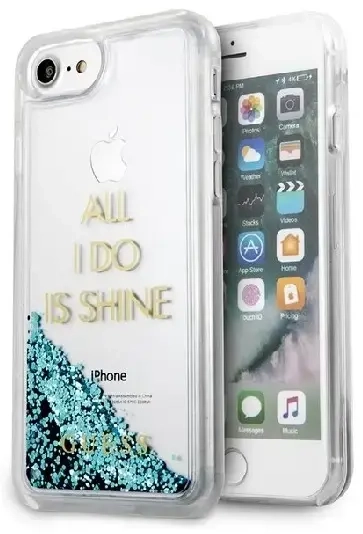 Guess GUHCP7GLUQBL iPhone 6|7|8 |SE 2020 | SE 2022 niebieski|blue hard case Liquid Glitter Party