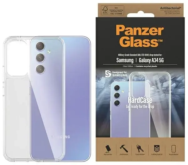 PanzerGlass HardCase Samsung A34 5G A346 Antibacterial Military grade clear 0444