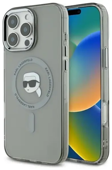 Karl Lagerfeld case for iPhone 16 Pro Max 6,9" KLHMP16XHLSKIK black Hard IML Metal Karl Head MagSafe