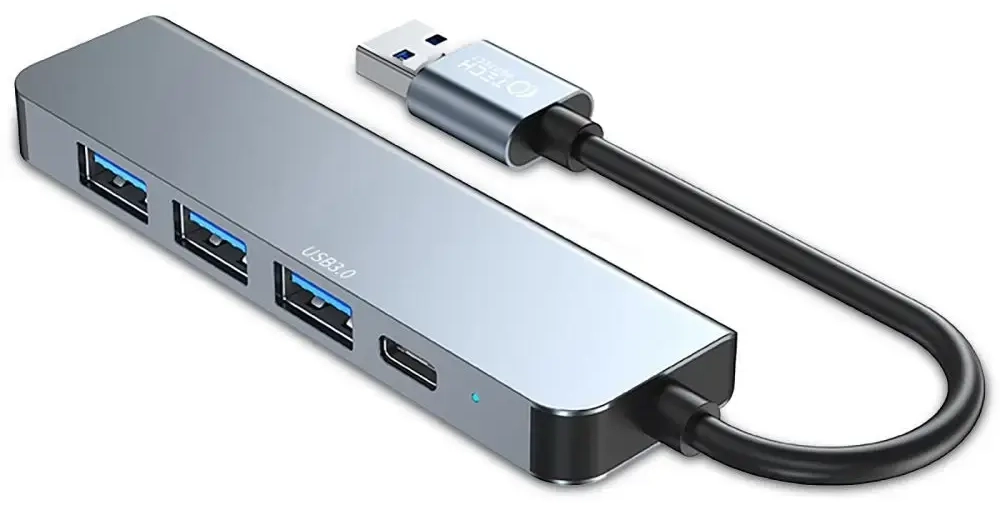 HUB Tech-Protect V0 5in1 USB-A - USB-A 3.0 | 3x USB-A 2.0 | USB-C - gray