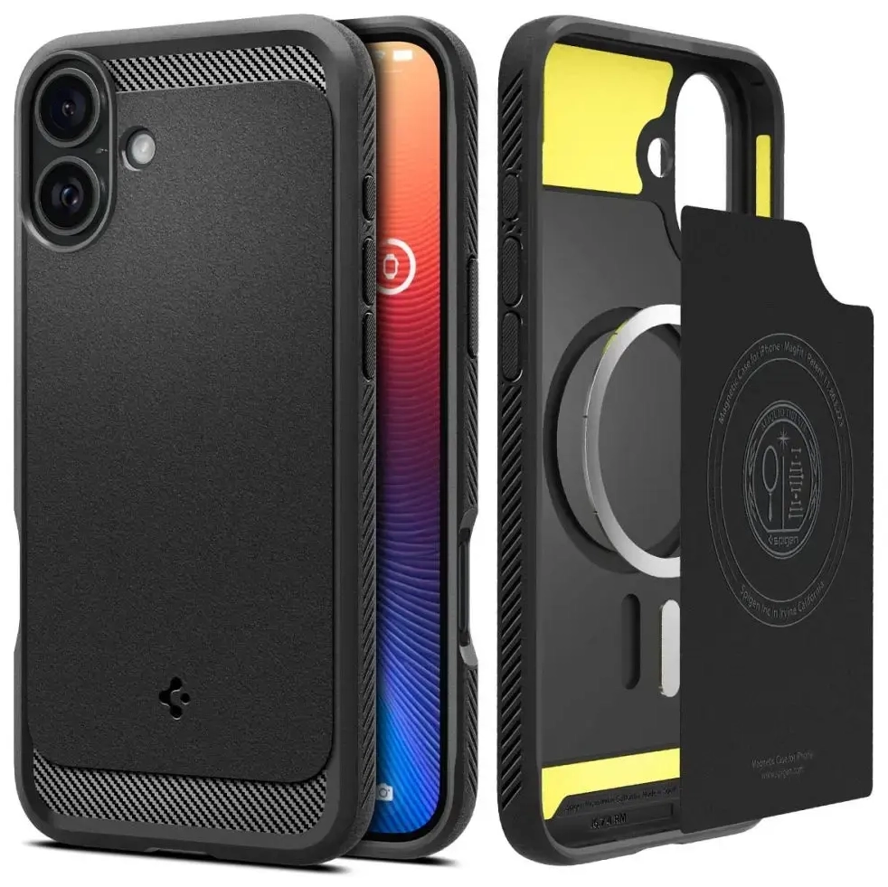 Spigen Rugged Armor MagSafe case for iPhone 16 - black