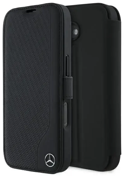 Mercedes MEBKP16S23RBGVK iPhone 16 6.1"   czarny|black bookcase Leather Wood Imitation