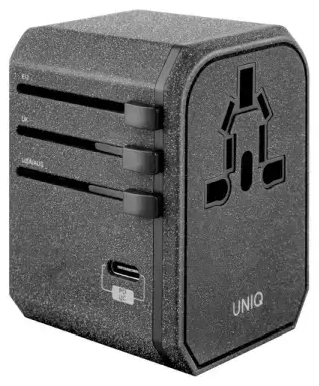 Uniq Voyage tīkla lādētājs | 33W | PD 18W, QC 3.0 | USB-A, USB-A | pelēks, kokogļu pelēks