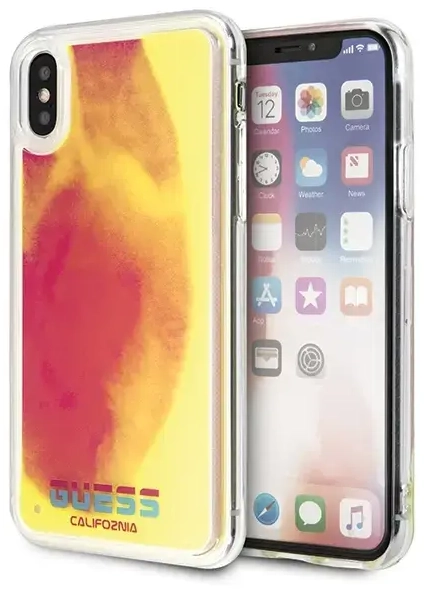 Guess GUHCPXGLCPI iPhone X|Xs różowy |pink hard case California Glow in the dark