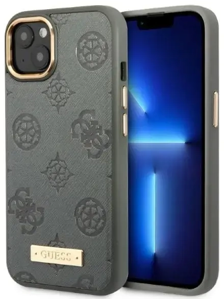 Guess GUHMP13MSAPSTG iPhone 13 6,1" szary|grey hardcase Peony Logo Plate MagSafe