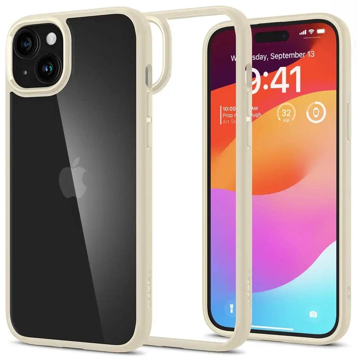 Spigen Ultra Hybrid dėklas iPhone 15 Plus - smėlio spalvos