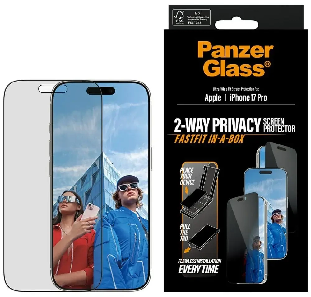 PanzerGlass Ultra-Wide Fit Fastfit Privacy Glass for iPhone 17 Pro
