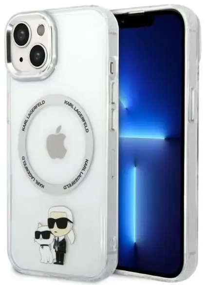 Karl Lagerfeld MagSafe Compatible Case IML Karl and Choupette NFT for iPhone 14 Plus Transparent