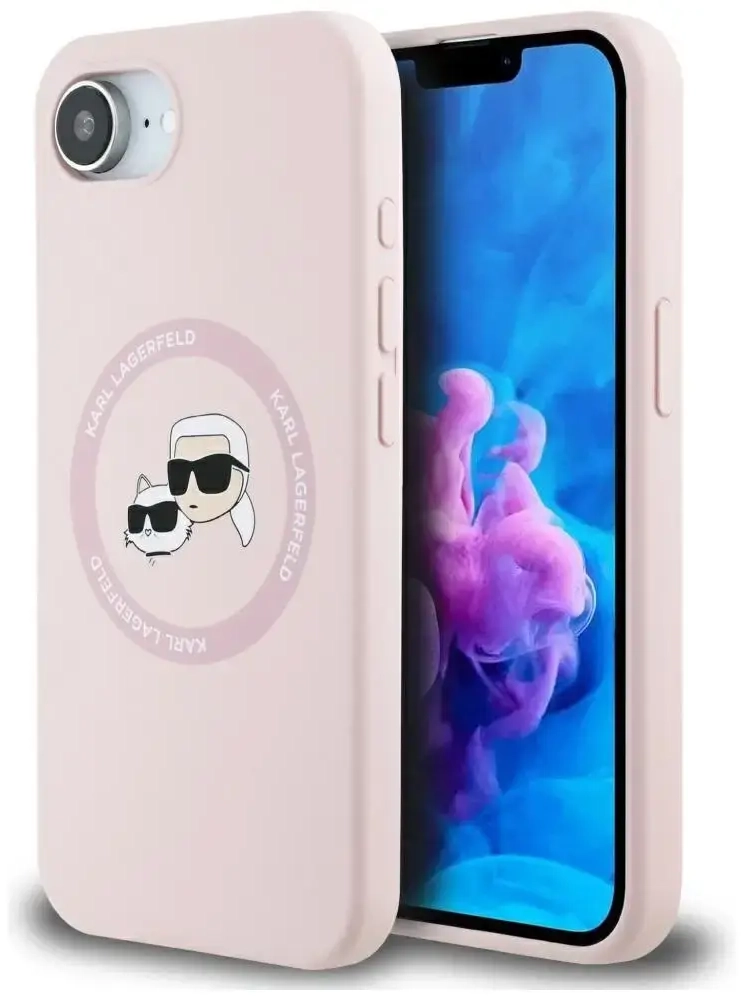 Case Karl Lagerfeld Silicone             Karl&Choupette Heads MagSafe for iPhone 16e pink