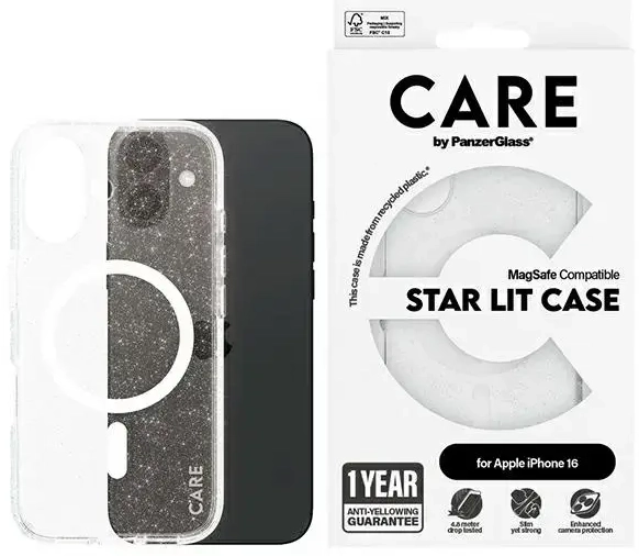CARE by PanzerGlass Flagship Star Lit Case iPhone 16 6,1" biały|white MagSafe 1341