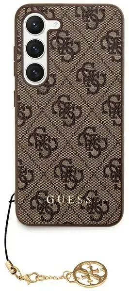 GUHCS24SGF4GBR Guess aizmugurējais maciņš priekš Samsung S921 Galaxy S24 ar piekariņu brūns
