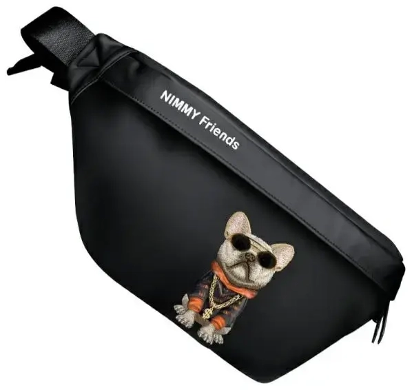 Nimmy Glasses French bulldog soma ar franču buldoga rakstu melna