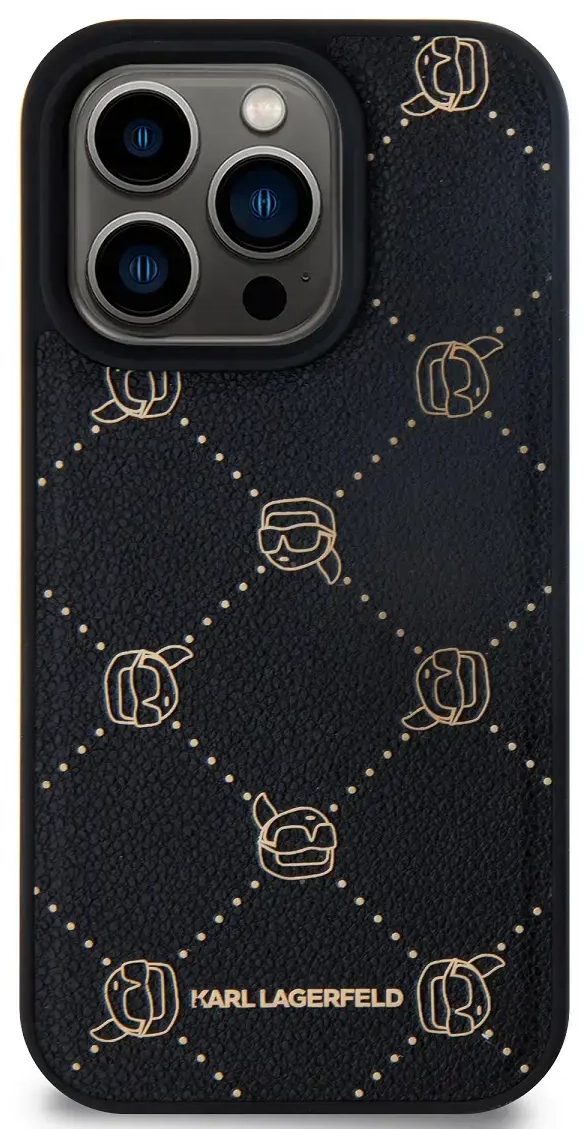 Karl Lagerfeld PU Karl Heads mustriga MagSafe ümbris iPhone 15 Pro must