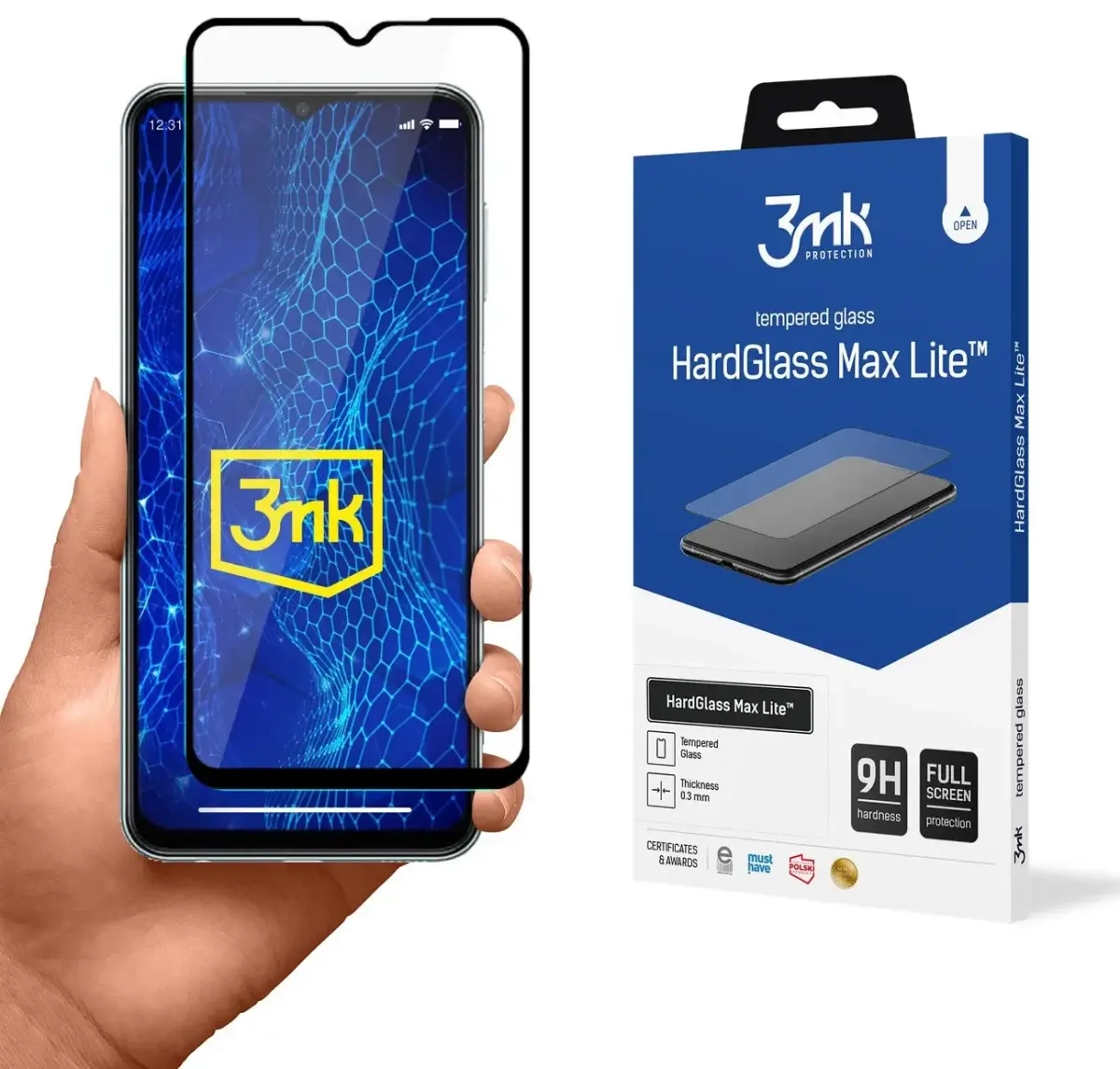 3mk HardGlass Max Lite™ tempered glass for phone Samsung Galaxy M23 5G Black
