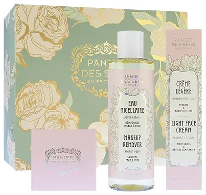 Panier Des Sens Radiant Peony gift set light face cream 40 ml + nourishing face cream 50 ml + micellar water 200 ml