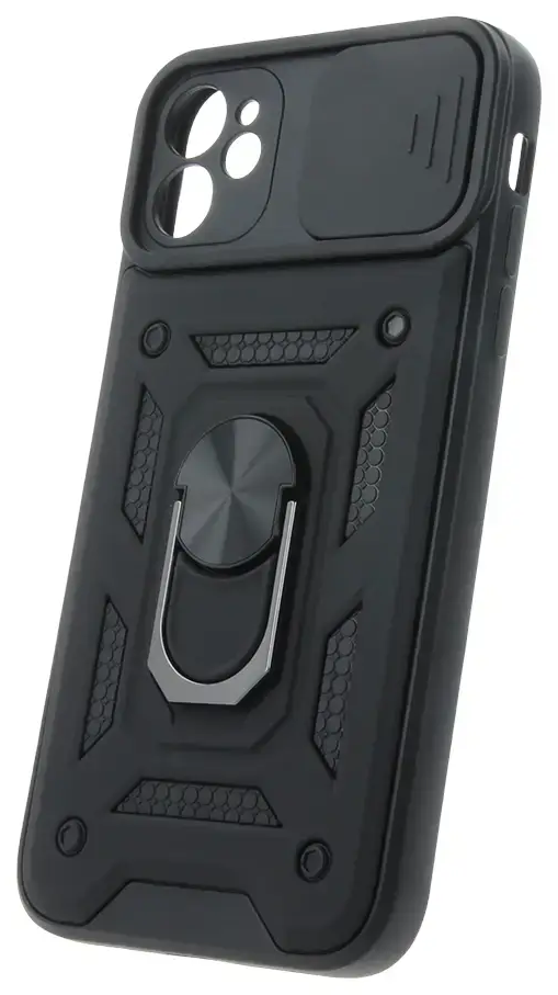 Defender Slide maciņš ar statīvu telefonam iPhone 11 melns (ar kameras aizsargu)