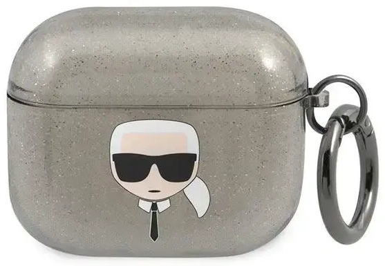 Karl Lagerfeld KLA3UKHGK AirPods 3 cover czarny|black Glitter Karl`s Head