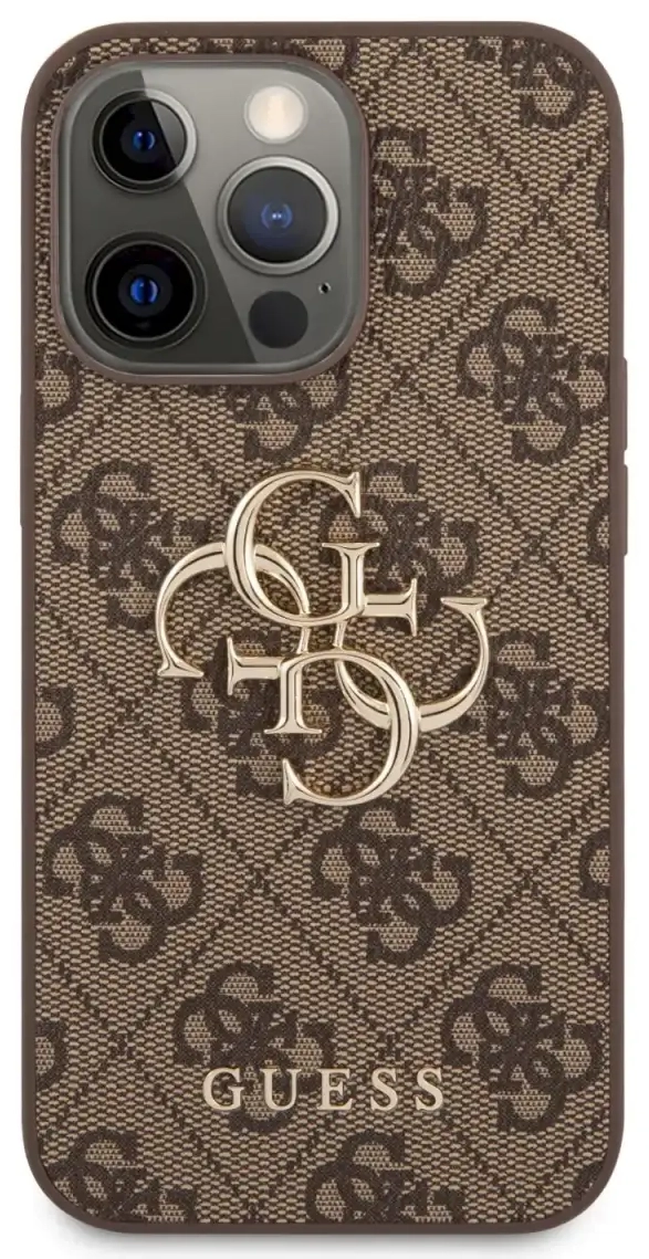 GUHCP13X4GMGBR Guess PU 4G Metal Logo Case for iPhone 13 Pro Max Brown